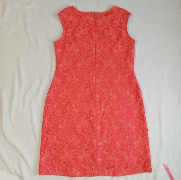Kasper Orange Sleeveless Floral Lace Overlay Sheath Dress size 16 - Picture 2 of 11